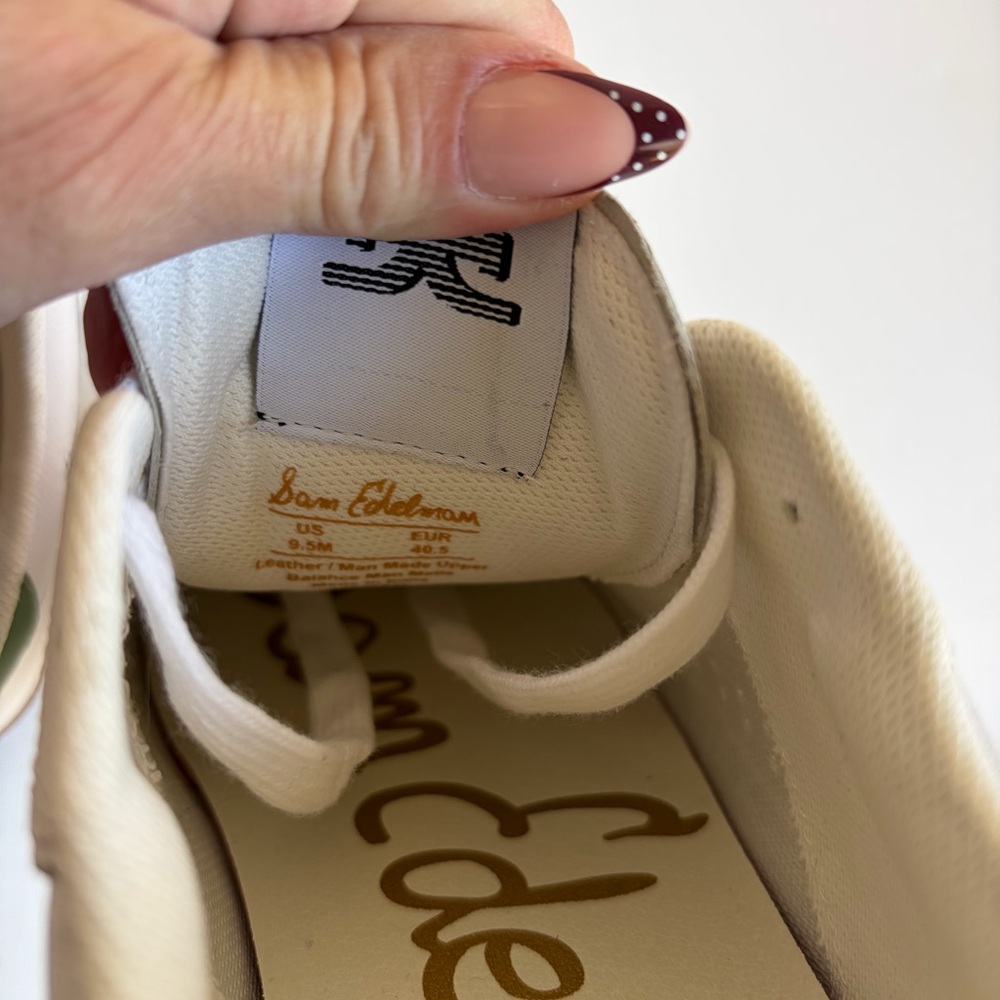 EUC Sam Edelman Kallen White/Green Sneakers Sz. 9.5 - Picture 9 of 11